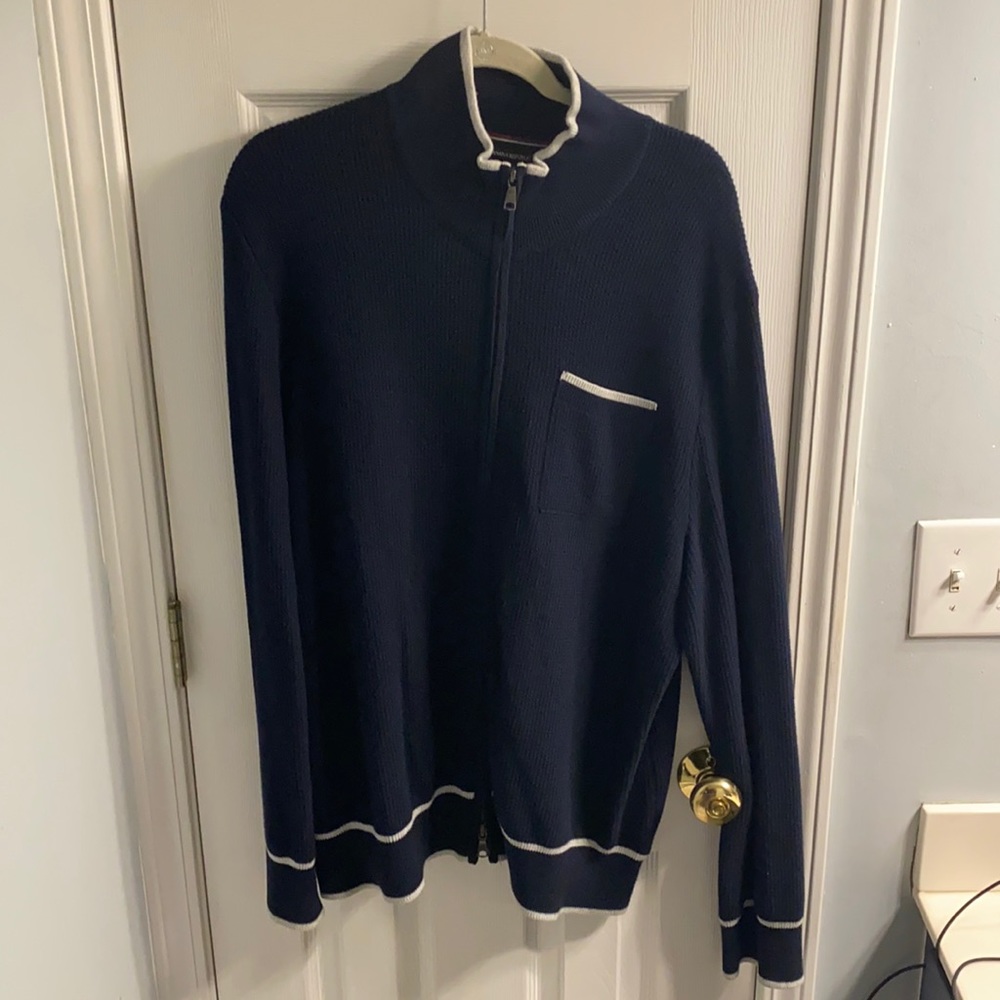 Banana Republic Mad Men Navy Full Zip Sweater XL